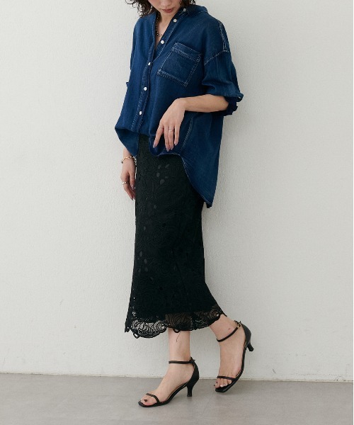 LARUTA(ラルータ)の「【LARUTA】<Web限定>フラワーレーススカート(スカート・レディース・ブラック/ブラウン・MEDIUM)」の5枚目の写真