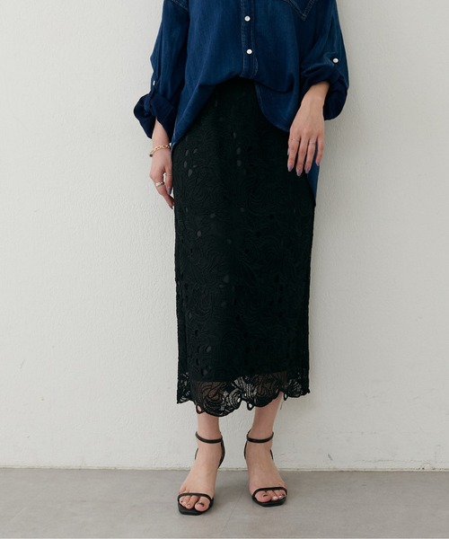 LARUTA(ラルータ)の「【LARUTA】<Web限定>フラワーレーススカート(スカート・レディース・ブラック/ブラウン・MEDIUM)」の9枚目の写真