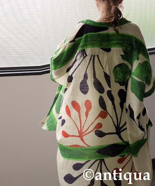 antiqua(アンティカ)の「ボタニカルコットンシャツジャケット(シャツ/ブラウス・レディース・マルチ・ONESIZE)」の4枚目の写真