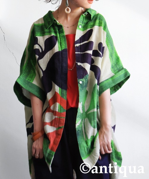 antiqua(アンティカ)の「ボタニカルコットンシャツジャケット(シャツ/ブラウス・レディース・マルチ・ONESIZE)」の6枚目の写真