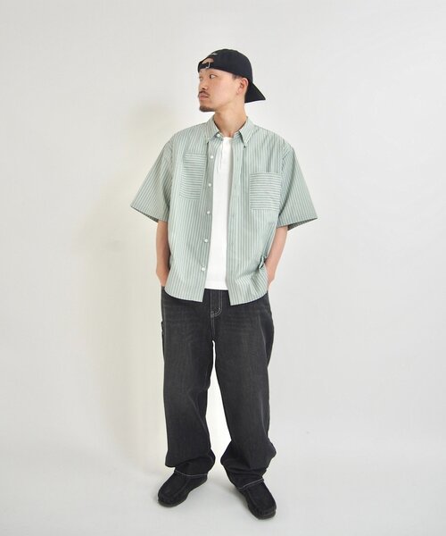 WHO'S WHO gallery(フーズフーギャラリー)の「【KOOKY'N/クーキー】パッチワークストライプ半袖シャツ(シャツ/ブラウス・レディース・サックスブルー/アイボリー・FREE)」の7枚目の写真