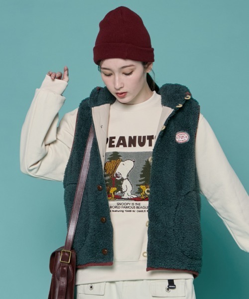 クリフメイヤー（KRIFF MAYER）/【軽くて暖かい！】シャギーボア ボタン フード ベスト セール】【軽い・暖かい】シャギーボアボタンフードベスト（ベスト