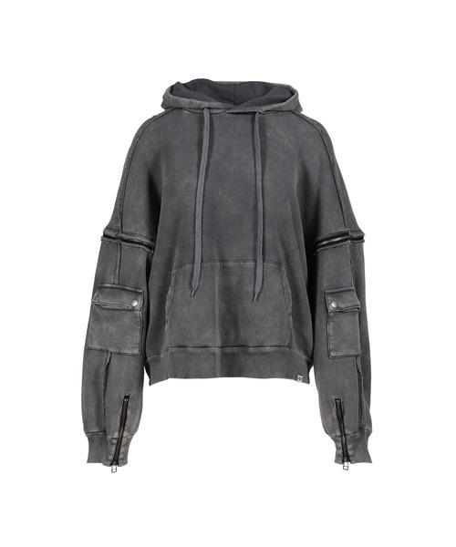 VIVAMUS(ヴィヴァムス)の「SPLIT SWEAT HOODIE(パーカー・レディース・グレー・OS)」の6枚目の写真