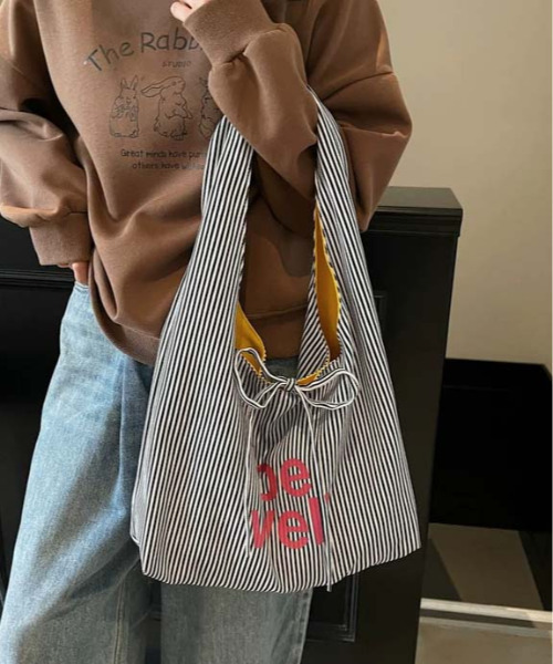 セール】リボン付きリバーシブルトートバッグ（ショルダーバッグ