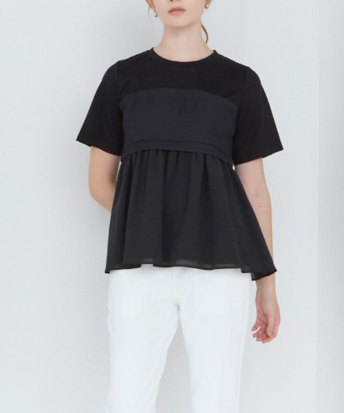 Sono(ソーノ)の「【SONO/ソーノ】ビスチェライクバブルJQプルオーバー(Tシャツ/カットソー・レディース・ブラック/ネイビー・F)」の2枚目の写真