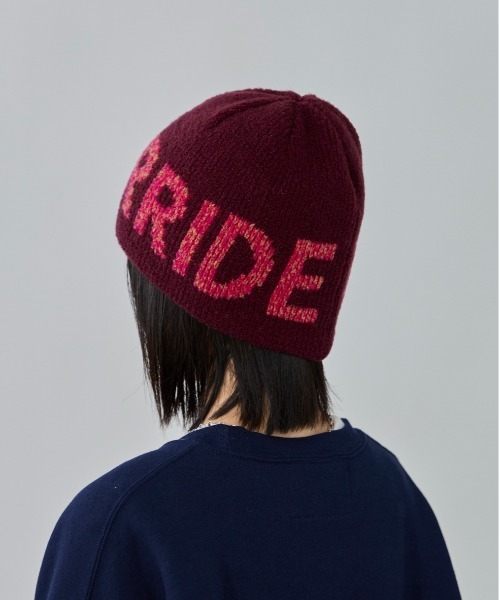 OVERRIDE(オーバーライド)の「OVERRIDE KNIT PUWA LOGO SHORT BEANIE / オーバーライド(ニットキャップ/ビーニー・レディース・ワイン/ブラック/ブルー・57~59cm)」の13枚目の写真