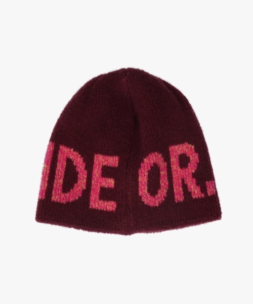 OVERRIDE(オーバーライド)の「OVERRIDE KNIT PUWA LOGO SHORT BEANIE / オーバーライド(ニットキャップ/ビーニー・レディース・ワイン/ブラック/ブルー・57~59cm)」の7枚目の写真