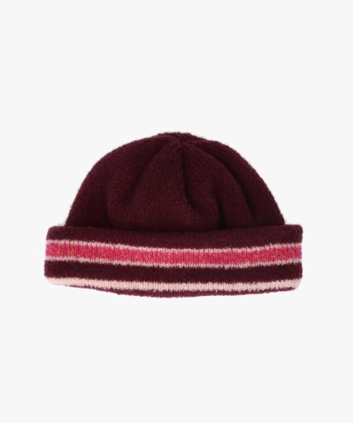 OVERRIDE(オーバーライド)の「OVERRIDE KNIT PUWA LOGO SHORT BEANIE / オーバーライド(ニットキャップ/ビーニー・レディース・ワイン/ブラック/ブルー・57~59cm)」の8枚目の写真