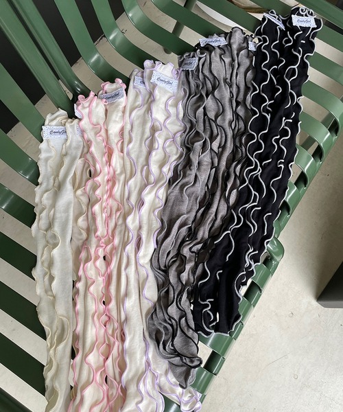 SANSeLF（サンセルフ）の「【SANSeLF】ステッチライントリム フリルニーハイソックス saa25a017（ソックス/靴下・レディース・グレー/ピンク/パープル/アイボリー・FREE）」の5枚目の写真