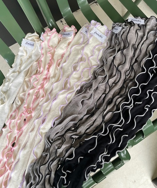 SANSeLF（サンセルフ）の「【SANSeLF】ステッチライントリム フリルニーハイソックス saa25a017（ソックス/靴下・レディース・グレー/ピンク/パープル/アイボリー・FREE）」の6枚目の写真