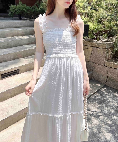 and marry フリルワンピース　アイボリー　Sサイズ 大きいサイズ KAREN フリルフリルワンピース リボン付き