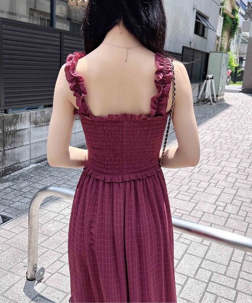 INGNI（イング）の「フリルシアーシャーリングワンピース（ワンピース・レディース・ボルドー/オフホワイト/ブラック・M）」の14枚目の写真