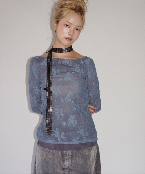 musubore(ムスボレ)の「layered lace tops / レイヤードレーストップス(Tシャツ/カットソー・レディース・ブラック/アイボリー/パープル・FREE)」の15枚目の写真