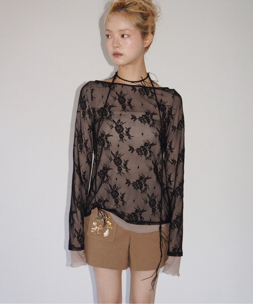 musubore(ムスボレ)の「layered lace tops / レイヤードレーストップス(Tシャツ/カットソー・レディース・ブラック/アイボリー/パープル・FREE)」の20枚目の写真