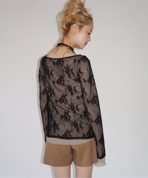 musubore(ムスボレ)の「layered lace tops / レイヤードレーストップス(Tシャツ/カットソー・レディース・ブラック/アイボリー/パープル・FREE)」の21枚目の写真