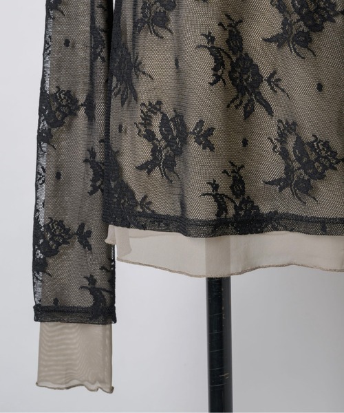 musubore(ムスボレ)の「layered lace tops / レイヤードレーストップス(Tシャツ/カットソー・レディース・ブラック/アイボリー/パープル・FREE)」の7枚目の写真