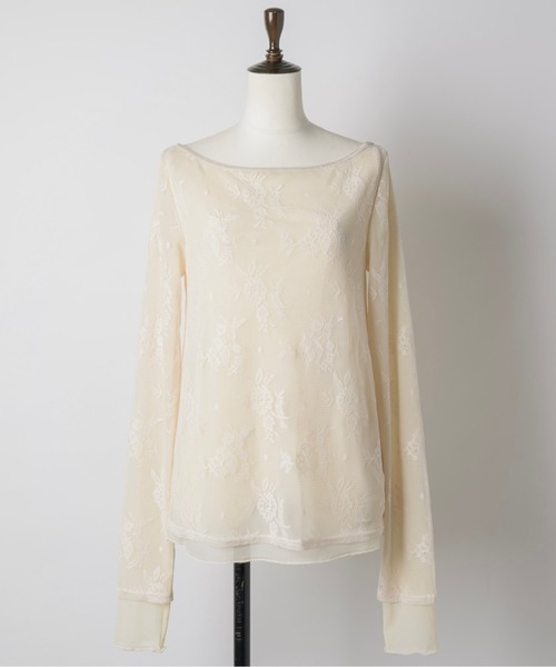 musubore(ムスボレ)の「layered lace tops / レイヤードレーストップス(Tシャツ/カットソー・レディース・ブラック/アイボリー/パープル・FREE)」の9枚目の写真