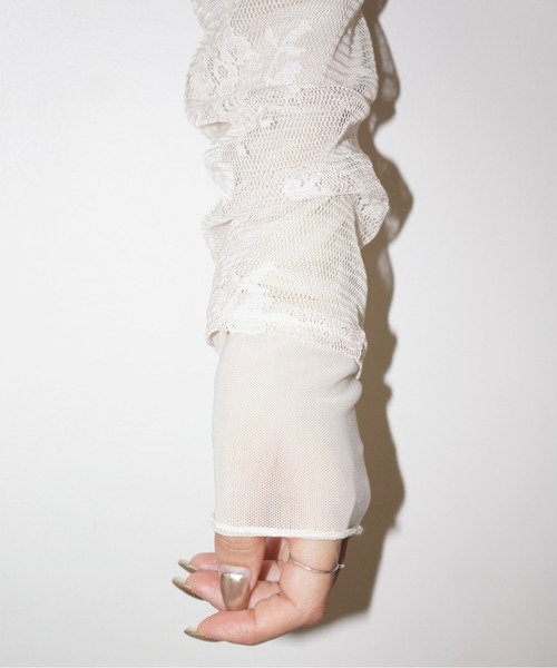 musubore（ムスボレ）の「layered lace tops / レイヤードレーストップス（Tシャツ/カットソー・レディース・ブラック/アイボリー/パープル/ダークブラック/ミント・FREE）」の13枚目の写真