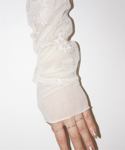 musubore（ムスボレ）の「layered lace tops / レイヤードレーストップス（Tシャツ/カットソー・レディース・ブラック/アイボリー/パープル/ダークブラック/ミント・FREE）」の16枚目の写真