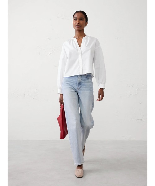 BANANA REPUBLIC FACTORY STORE(バナナリパブリック ファクトリーストア)の「BANANA REPUBLIC FACTORY STORE ポプリン パフスリーブ ボタントップ(シャツ/ブラウス・レディース・ホワイト/カーキ・M/S/L/XS)」の3枚目の写真
