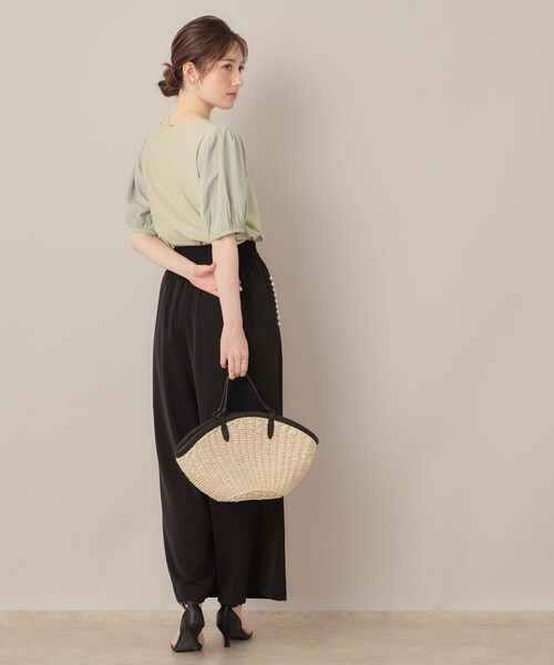 couture brooch（クチュールブローチ）の「【接触冷感・UVカット】シフォンフラワーエンブロドッキングカットソー（Tシャツ/カットソー・レディース・ブラック/グリーン系/ピンク系・36/38/42）」の16枚目の写真