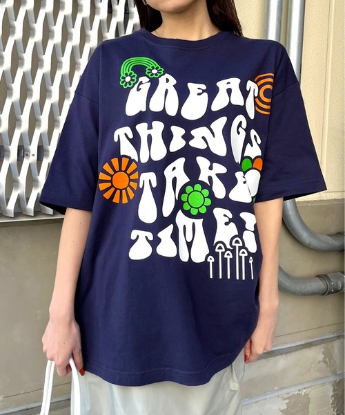 RGY(アールジーワイ)の「【RGY】レトロヒッピービッグシルエットTシャツ(Tシャツ/カットソー・メンズ・ネイビー/ホワイト/ブラック・MEDIUM)」の3枚目の写真