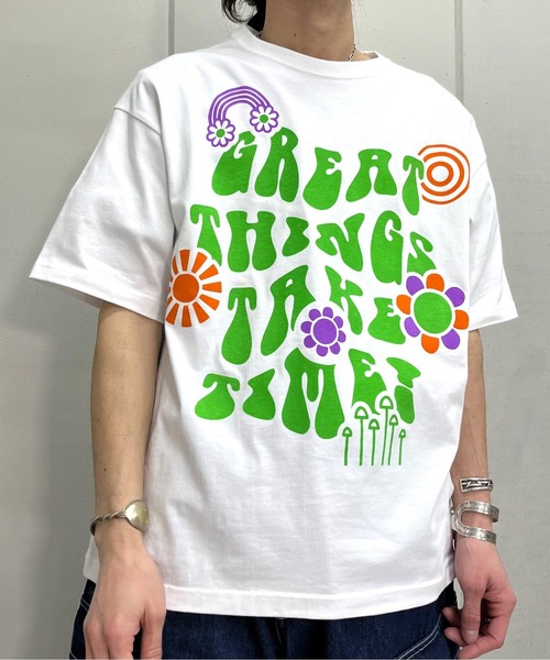 RGY(アールジーワイ)の「【RGY】レトロヒッピービッグシルエットTシャツ(Tシャツ/カットソー・メンズ・ネイビー/ホワイト/ブラック・MEDIUM)」の1枚目の写真