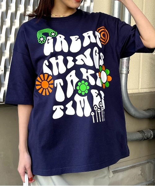 RGY(アールジーワイ)の「【RGY】レトロヒッピービッグシルエットTシャツ(Tシャツ/カットソー・メンズ・ネイビー/ホワイト/ブラック・MEDIUM)」の18枚目の写真