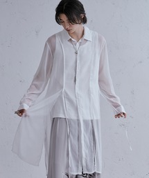 スリットコードロングシアーシャツ