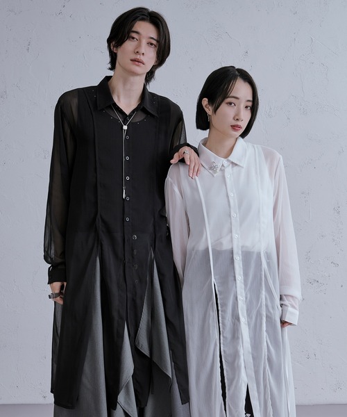 【新品】&エルシー　8th シャツ スリットコードロングシアーシャツ（シャツ/ブラウス）｜Ellno Loset