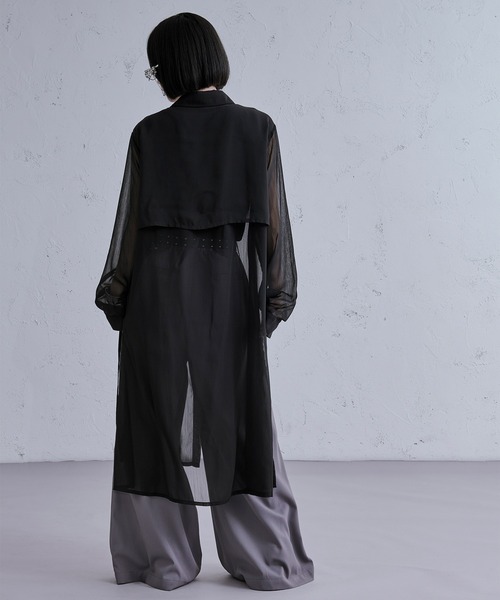 Ellno Loset(エルノロゼット)の「スリットコードロングシアーシャツ(シャツ/ブラウス・メンズ・ブラック/オフホワイト・MEDIUM/SMALL/LARGE)」の10枚目の写真