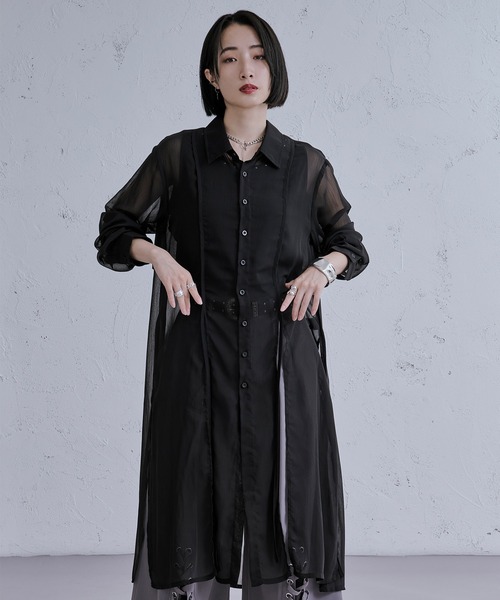 ARIです。 スリットコードロングシアーシャツ（シャツ/ブラウス）｜Ellno