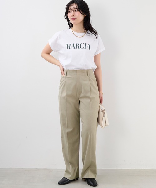 MICA&DEAL(マイカ&ディール)の「"MARCIA"ヘムラウンドロゴプリントTシャツ〈2サイズ展開〉(Tシャツ/カットソー・レディース・オレンジ/スミクロ/ホワイト/レンガ・36/38)」の5枚目の写真