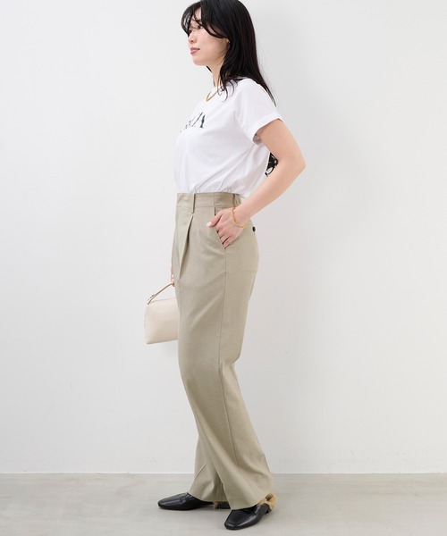 MICA&DEAL(マイカ&ディール)の「"MARCIA"ヘムラウンドロゴプリントTシャツ〈2サイズ展開〉(Tシャツ/カットソー・レディース・オレンジ/スミクロ/ホワイト/レンガ・36/38)」の6枚目の写真