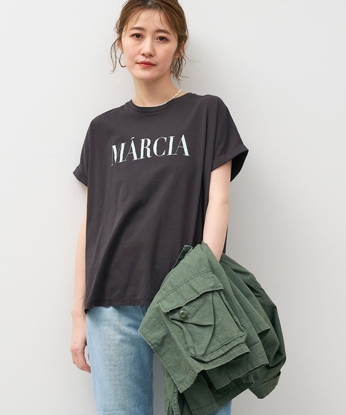 MICA&DEAL(マイカ&ディール)の「"MARCIA"ヘムラウンドロゴプリントTシャツ〈2サイズ展開〉(Tシャツ/カットソー・レディース・オレンジ/スミクロ/ホワイト/レンガ・36/38)」の12枚目の写真