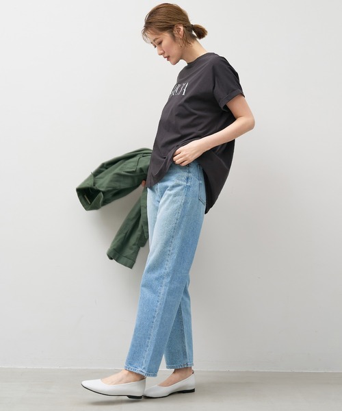 MICA&DEAL(マイカ&ディール)の「"MARCIA"ヘムラウンドロゴプリントTシャツ〈2サイズ展開〉(Tシャツ/カットソー・レディース・オレンジ/スミクロ/ホワイト/レンガ・36/38)」の13枚目の写真