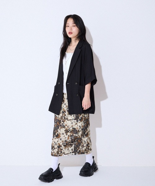 JEANASIS(ジーナシス)の「ルーズWジャケットSS/579604(テーラードジャケット・レディース・アイボリー/ブラック/カーキ系・FREE)」の18枚目の写真