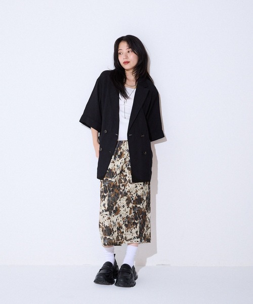 JEANASIS(ジーナシス)の「ルーズWジャケットSS/579604(テーラードジャケット・レディース・アイボリー/ブラック/カーキ系・FREE)」の19枚目の写真