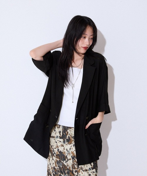 JEANASIS(ジーナシス)の「ルーズWジャケットSS/579604(テーラードジャケット・レディース・アイボリー/ブラック/カーキ系・FREE)」の20枚目の写真