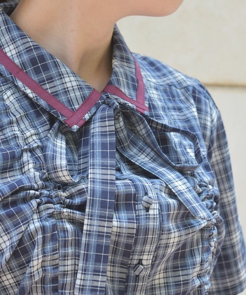 axes femme（アクシーズファム）の「リボン×チェック柄ワンピース（ワンピース・レディース・ワイン/ベージュ/ネイビー・FREE）」の22枚目の写真