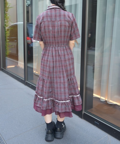 axes femme（アクシーズファム）の「リボン×チェック柄ワンピース（ワンピース・レディース・ワイン/ベージュ/ネイビー・FREE）」の20枚目の写真