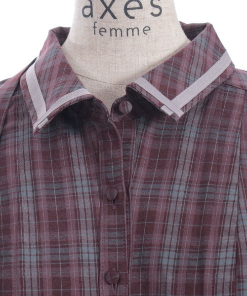 axes femme（アクシーズファム）の「リボン×チェック柄ワンピース（ワンピース・レディース・ワイン/ベージュ/ネイビー・FREE）」の10枚目の写真