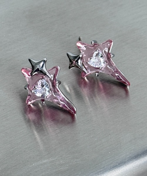 FOTUS フェトウス 胎児ピアス ピンク サイバー Y2K FOUR RAYED FLOWER PIERCED EARRINGS(2JP1064)K10 ピアス