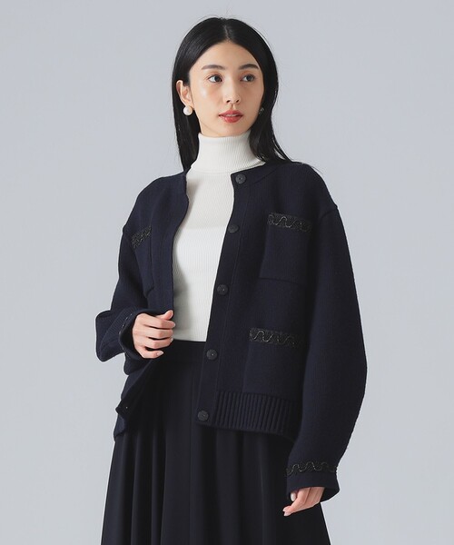 EFFE BEAMS（エッフェビームス）の「3G ウール ジャケット カーディガン（カーディガン/ボレロ・レディース・ネイビー/ライトグレー・ONE SIZE）」の7枚目の写真