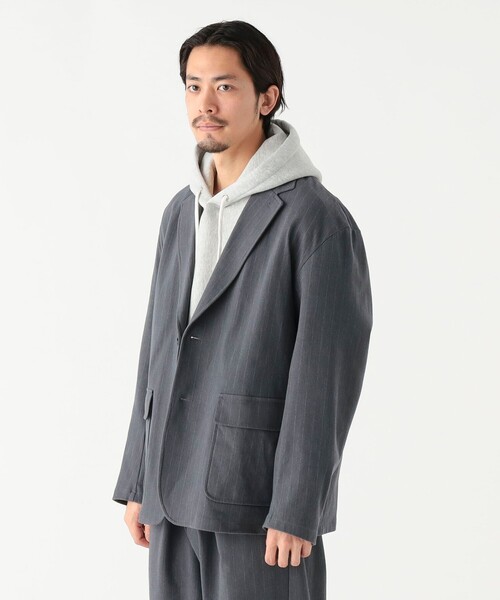 B:MING by BEAMS(ビーミングバイビームス)の「ストライプ ジャージー ジャケット(テーラードジャケット・メンズ・ネイビー/グレー・S/XL/L/M)」の16枚目の写真