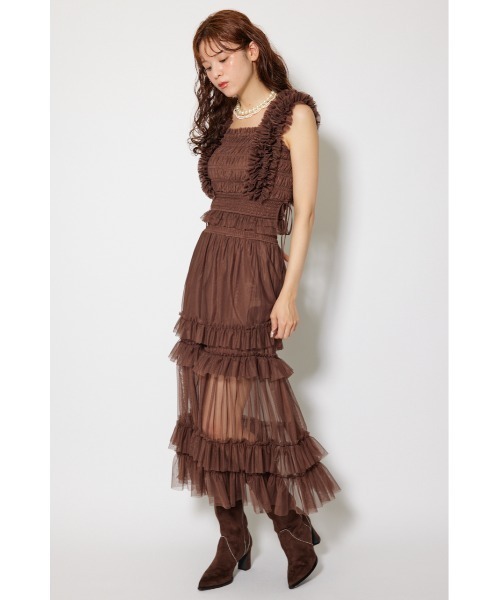 rienda(リエンダ)の「シアーチュールブラウス 秋服 夏服 ノースリーブトップス(シャツ/ブラウス・レディース・ブラック/ベージュ/ブラウン・FREE)」の13枚目の写真