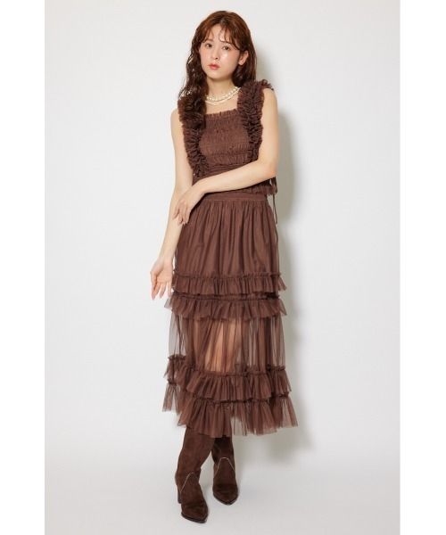 rienda(リエンダ)の「シアーチュールブラウス 秋服 夏服 ノースリーブトップス(シャツ/ブラウス・レディース・ブラック/ベージュ/ブラウン・FREE)」の14枚目の写真