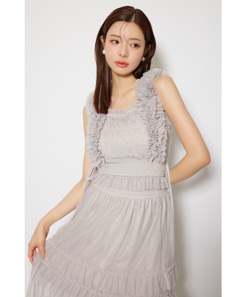rienda(リエンダ)の「シアーチュールブラウス 秋服 夏服 ノースリーブトップス(シャツ/ブラウス・レディース・ブラック/ベージュ/ブラウン・FREE)」の17枚目の写真