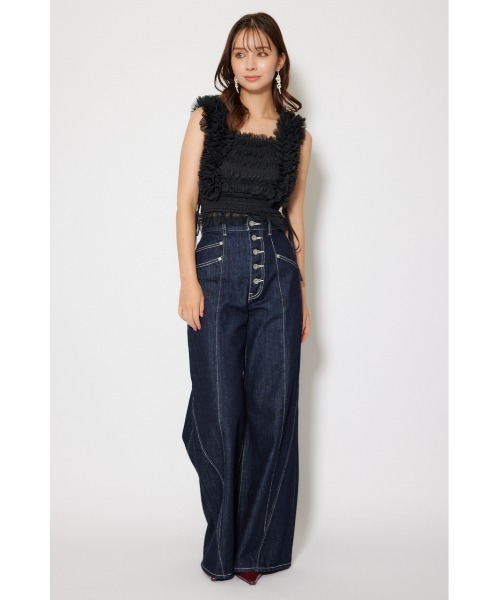 rienda(リエンダ)の「シアーチュールブラウス 秋服 夏服 ノースリーブトップス(シャツ/ブラウス・レディース・ブラック/ベージュ/ブラウン・FREE)」の8枚目の写真