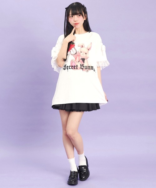 Secret Honey（シークレットハニー）の「肩レースアップオリジナルプリントTシャツ（Tシャツ/カットソー・レディース・ブラック/オフホワイト/スミクロ/ホワイト系その他・FREE）」の10枚目の写真